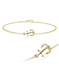 Anchor Gold Plated Silver Anklet ANK-196-GP